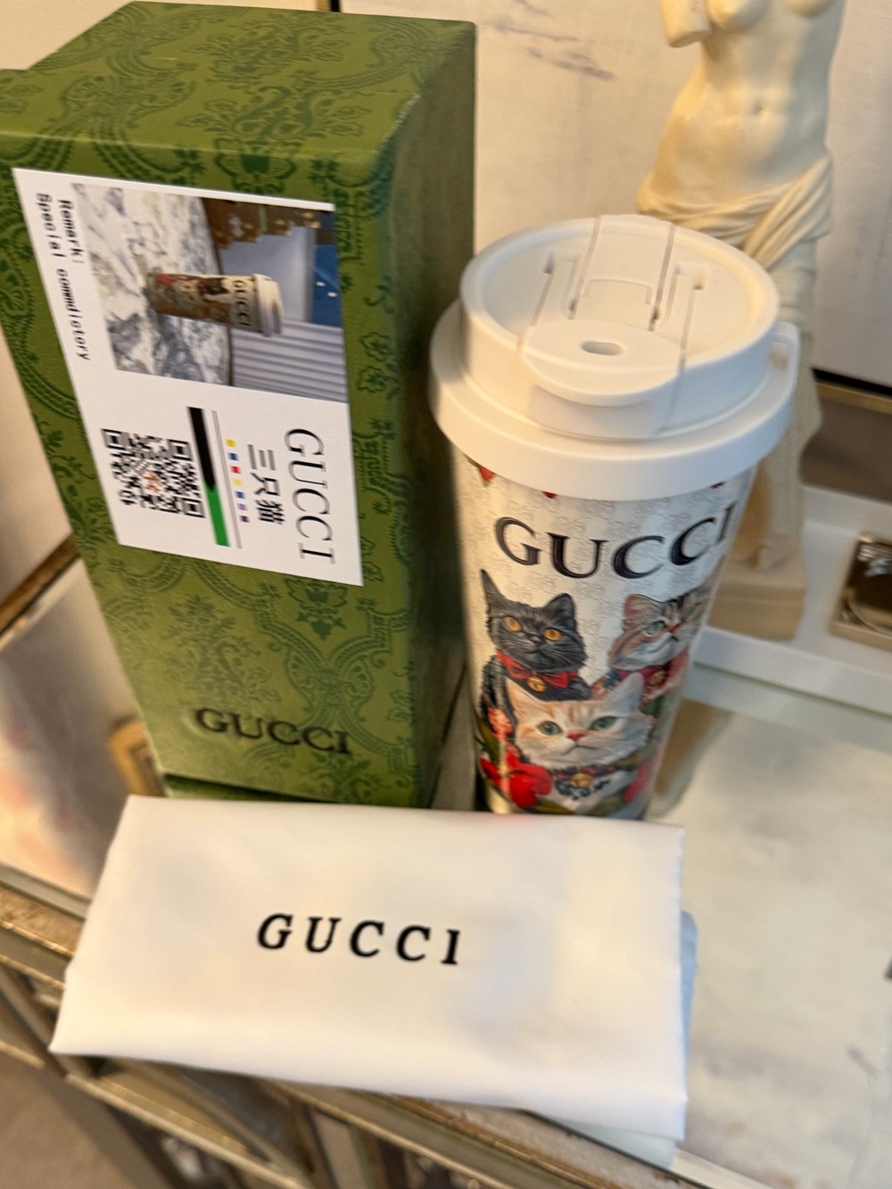 New Gucci GWP Cat 🐈⬛ themed design Travel Tumbler - Multicolor - Picture 3 of 14
